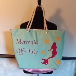 Mermaid Off-Duty Tote Bag - Blue and Red